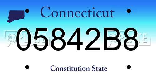 05842B8 Connecticut License Plate