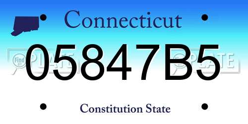 05847B5 Connecticut License Plate