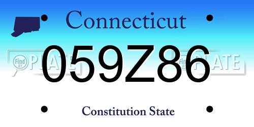 059Z86 Connecticut License Plate