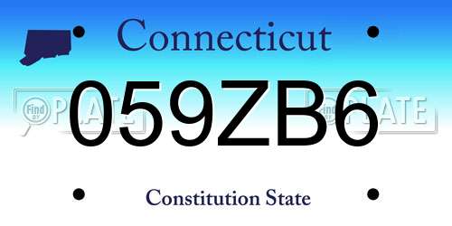 059ZB6 Connecticut License Plate