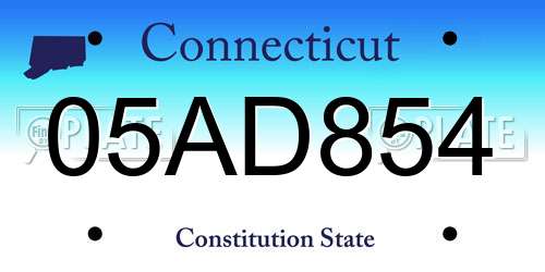 05AD854 Connecticut License Plate