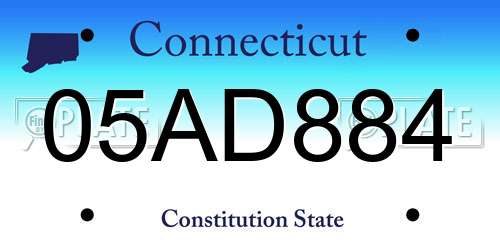 05AD884 Connecticut License Plate
