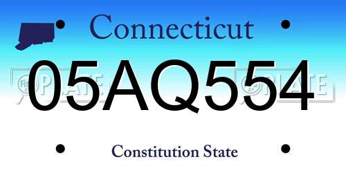 05AQ554 Connecticut License Plate