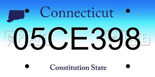05CE398 Connecticut License Plate