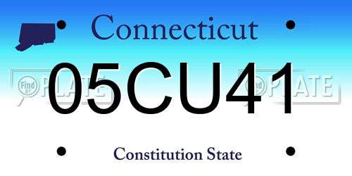05CU41 Connecticut License Plate