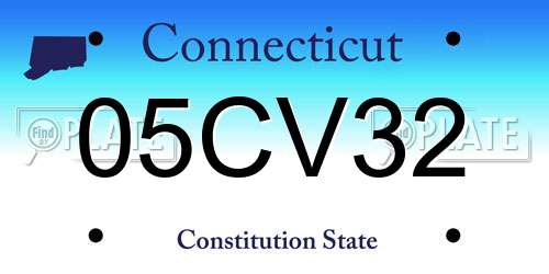 05CV32 Connecticut License Plate