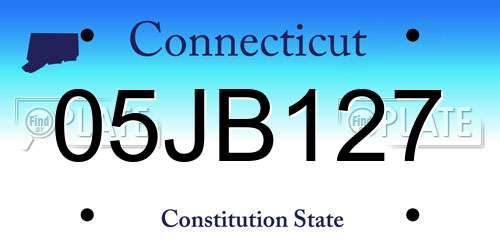 05JB127 Connecticut License Plate