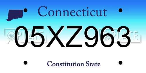 05XZ963 Connecticut License Plate
