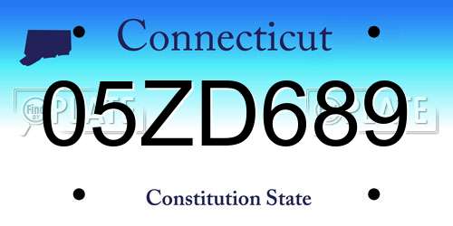 05ZD689 Connecticut License Plate