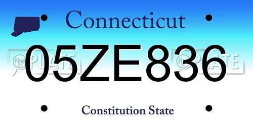 05ZE836 Connecticut License Plate