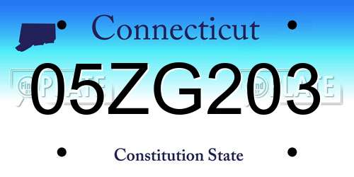05ZG203 Connecticut License Plate