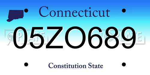 05ZO689 Connecticut License Plate