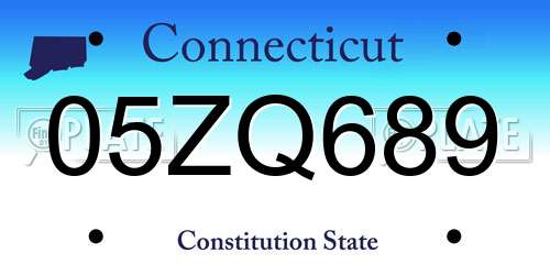 05ZQ689 Connecticut License Plate