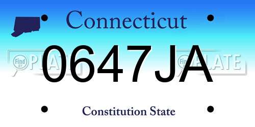 0647JA Connecticut License Plate