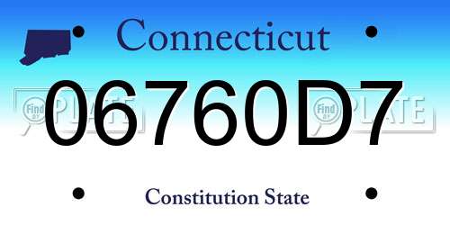 06760D7 Connecticut License Plate