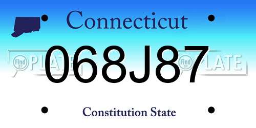 068J87 Connecticut License Plate