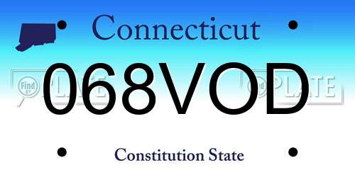 068VOD Connecticut License Plate