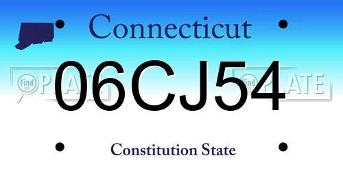 06CJ54 Connecticut License Plate