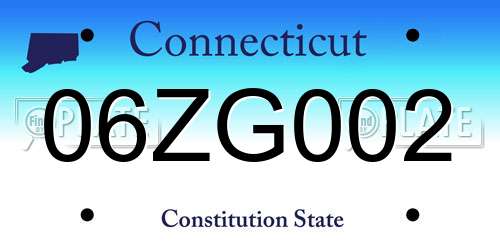 06ZG002 Connecticut License Plate