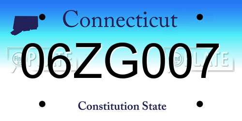 06ZG007 Connecticut License Plate