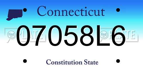 07058L6 Connecticut License Plate