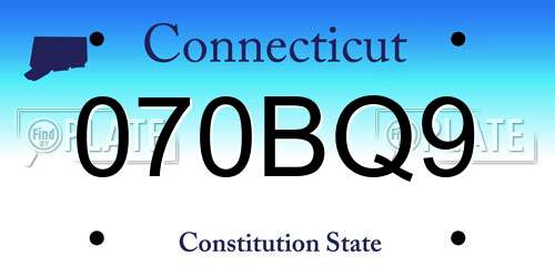 070BQ9 Connecticut License Plate