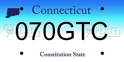 070GTC Connecticut License Plate