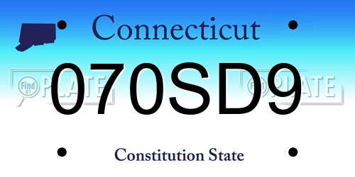 070SD9 Connecticut License Plate