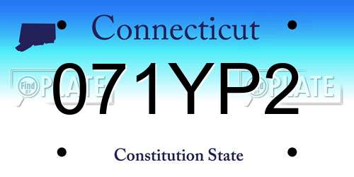 071YP2 Connecticut License Plate
