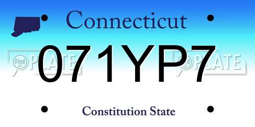 071YP7 Connecticut License Plate
