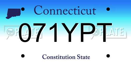 071YPT Connecticut License Plate