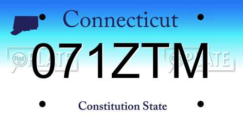 071ZTM Connecticut License Plate