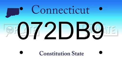 072DB9 Connecticut License Plate