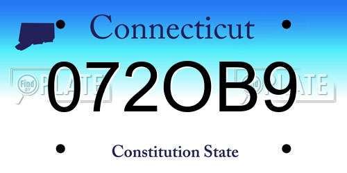072OB9 Connecticut License Plate