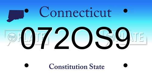 072OS9 Connecticut License Plate