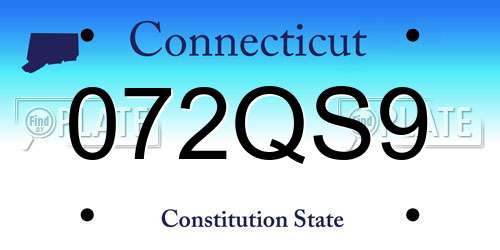 072QS9 Connecticut License Plate