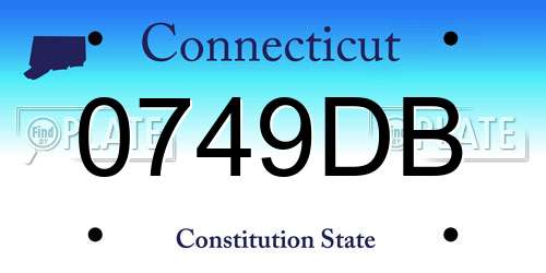 0749DB Connecticut License Plate