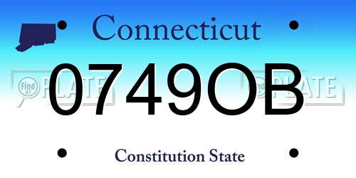 0749OB Connecticut License Plate