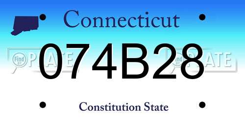074B28 Connecticut License Plate