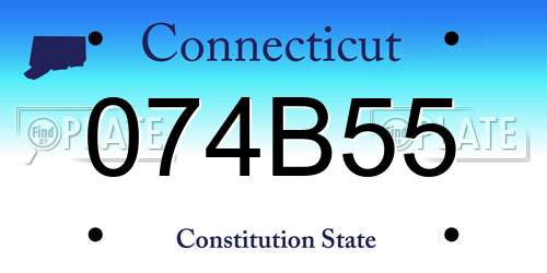 074B55 Connecticut License Plate