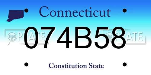 074B58 Connecticut License Plate