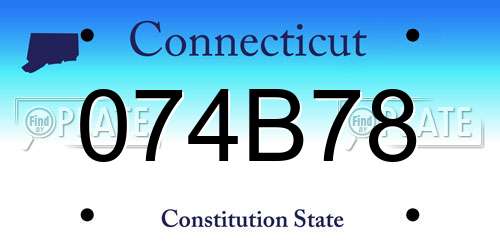 074B78 Connecticut License Plate