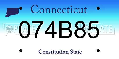 074B85 Connecticut License Plate