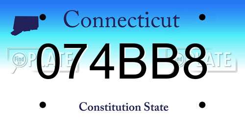 074BB8 Connecticut License Plate