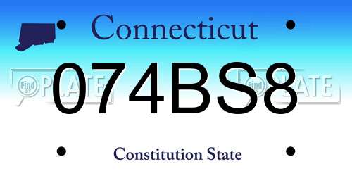 074BS8 Connecticut License Plate