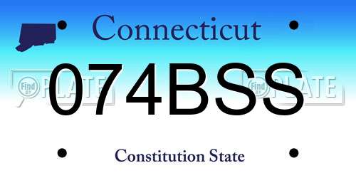 074BSS Connecticut License Plate