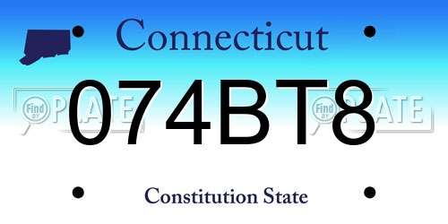 074BT8 Connecticut License Plate