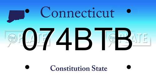 074BTB Connecticut License Plate