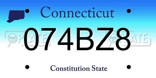 074BZ8 Connecticut License Plate