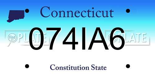 074IA6 Connecticut License Plate